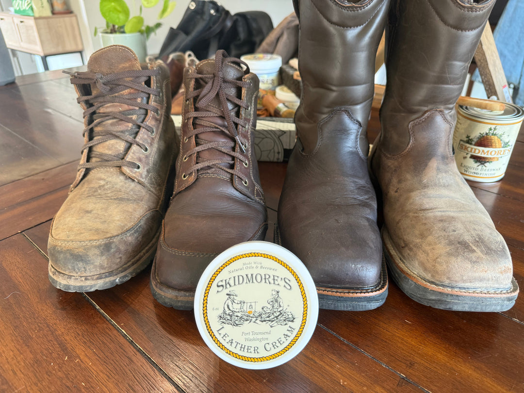 Real Before & After: Restoring Two Pairs of Dry Boots with Skidmore’s Leather Cream