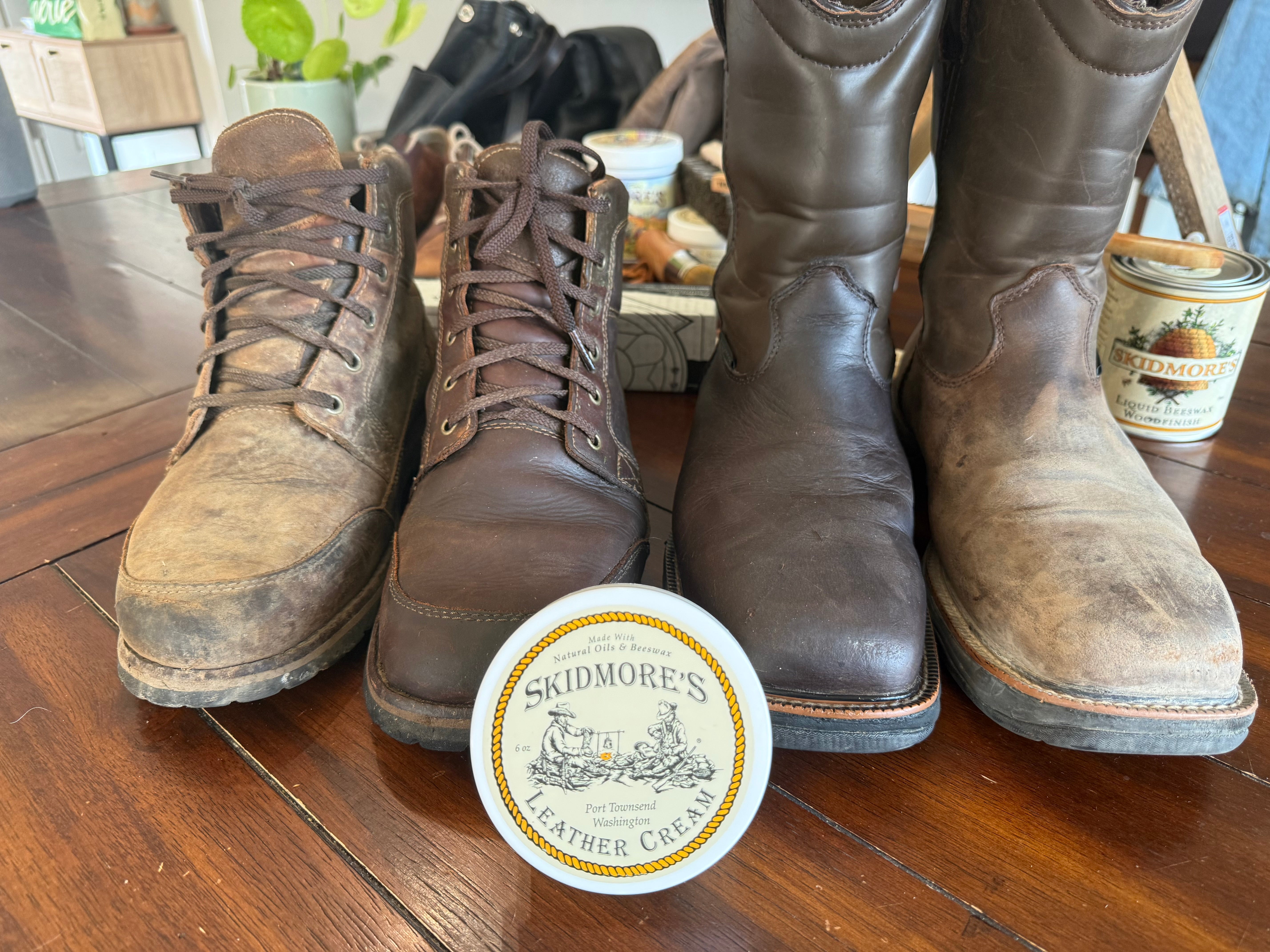 Real Before & After: Restoring Two Pairs of Dry Boots with Skidmore’s Leather Cream